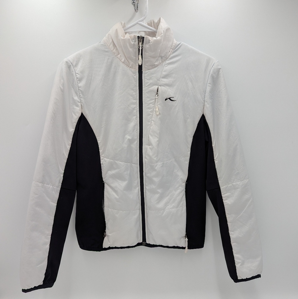 Kjus Performance Full Zip Quilted Puffer Jacket Black White Women's 36/S Outdoor